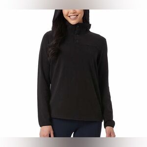 32 Degrees Ladies' Snap Arctic Fleece Pullover in Black Size Small NWT